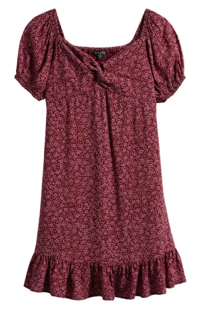Ava & Yelly Kids' Twist Front Dress In Brown