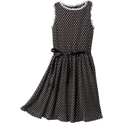Ava & Yelly Kids'  Pleisse Dot Shift Dress In Black/white