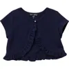 Ava & Yelly Kids'  Ruffle Edge Cardigan Sweater In Blue