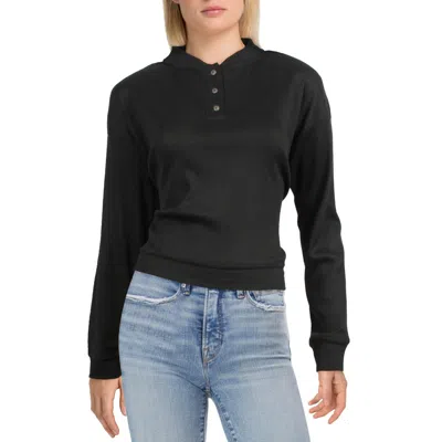 Ava + Esme Womens Thermal Button Front Henley In Black