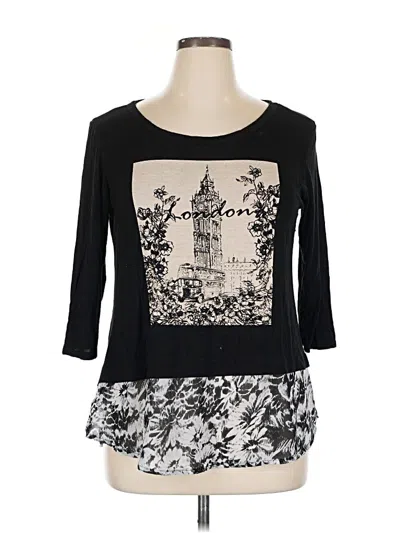 Pre-owned Ava James 3/4 Sleeve Top Black Scoop Neck Tops