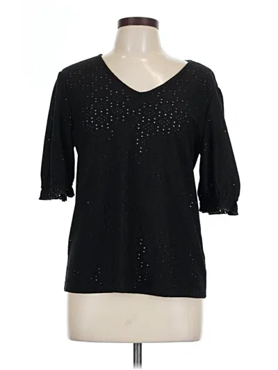 Pre-owned Ava James 3/4 Sleeve Top Black V Neck Tops