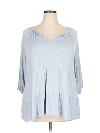 Pre-owned Ava James 3/4 Sleeve Top Blue V Neck Tops