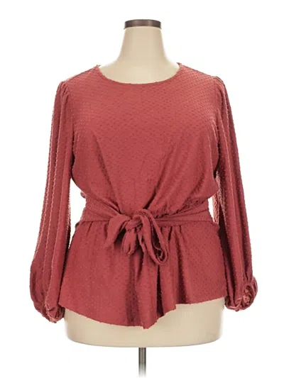 Pre-owned Ava James Long Sleeve Blouse In Burgundy