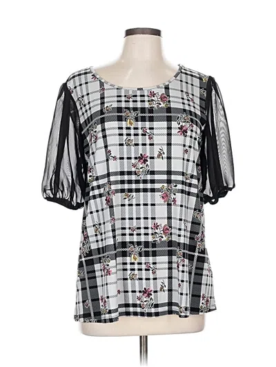 Pre-owned Ava James Short Sleeve Blouse In Silver