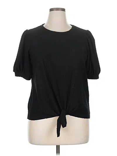 Pre-owned Ava James Short Sleeve Top Black Keyhole Neckline Tops