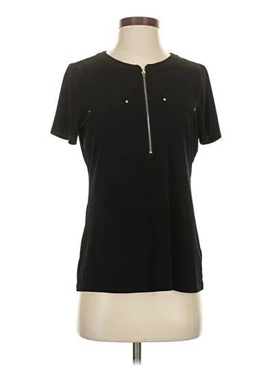 Pre-owned Ava James Short Sleeve Top Black Keyhole Neckline Tops