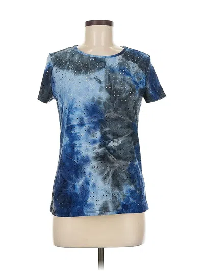 Pre-owned Ava James Short Sleeve Top Blue Keyhole Neckline Tops