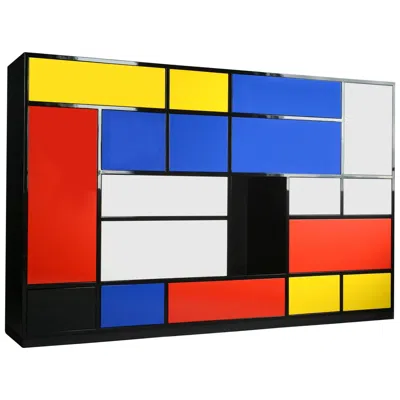 Pre-owned Ava Le Mondrian Sideboard High Lacquered With 16 Adjustable Drawers In Purple