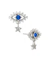 Ava Nadri Cubic Zirconia And Crystal Stone Evil Eye Earrings In Silver
