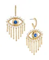 Ava Nadri Cubic Zirconia Small C-hoop Evil Eye Fringe Earrings In Gold
