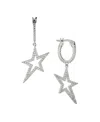 Ava Nadri Small Hoop With Star Drop Earring In Silver-tone Brass In Silver-tone