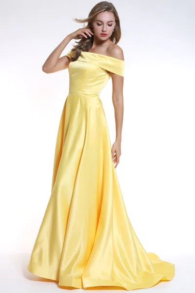 Ava Presley 24653 Long A Line Formal Prom Dress In Yellow