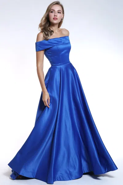 Ava Presley 24653p Fitted Long Formal Prom A Line Dress In Blue