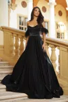 Ava Presley 28570 Feather Formal Prom Long Gown In Black