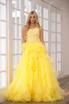 Ava Presley 28576 Beaded Formal Prom Long Dress In Yellow