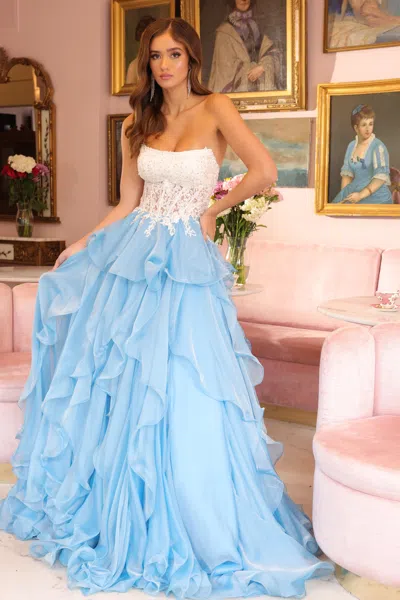 Ava Presley 29133 Prom Long Ball Gown Ruffle Formal Dress In Multi