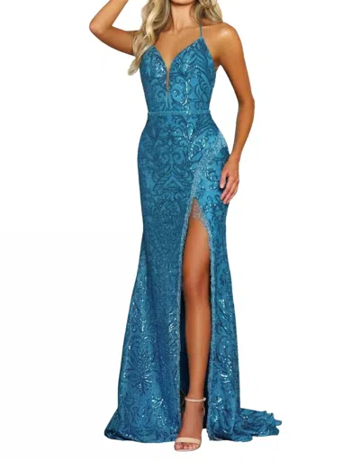Ava Presley 38888 Dress In Turquoise In Blue