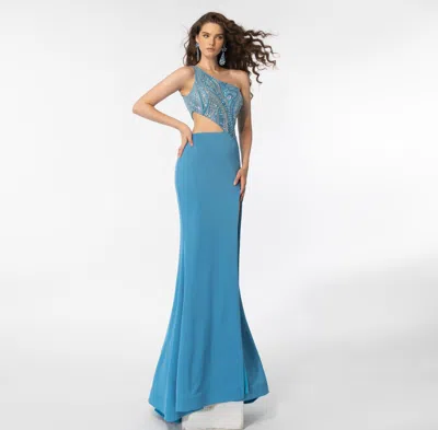 Ava Presley 39218 Formal Long Fitted Evening Prom Dress In Blue