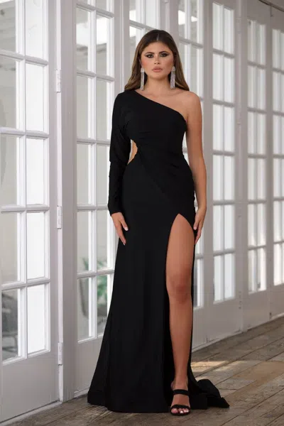 Ava Presley 39273 Prom Long Formal Slit Evening Dress In Black