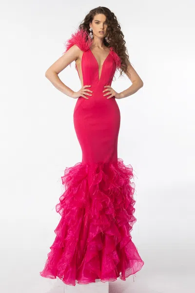 Ava Presley 39312 Long Formal Mermaid Evening Prom Gown In Pink