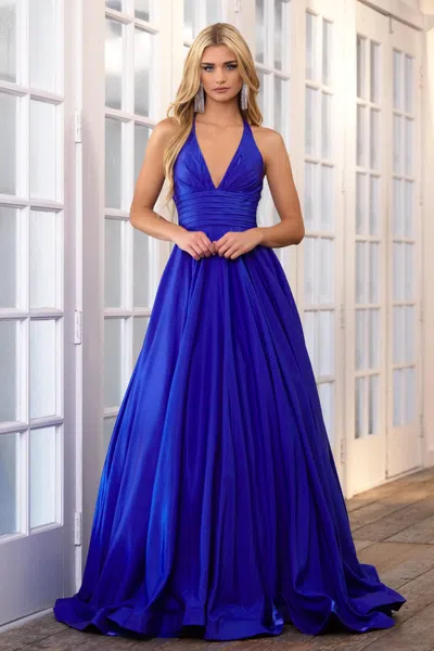 Ava Presley 39562 Prom A Line Long Formal Evening Dress In Blue
