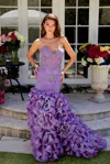 Ava Presley 39564 Long Formal Ruffle Prom Mermaid Dress In Purple