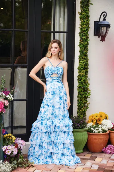 Ava Presley 40026 A Line Long Formal 3d Floral Prom Dress In Multi