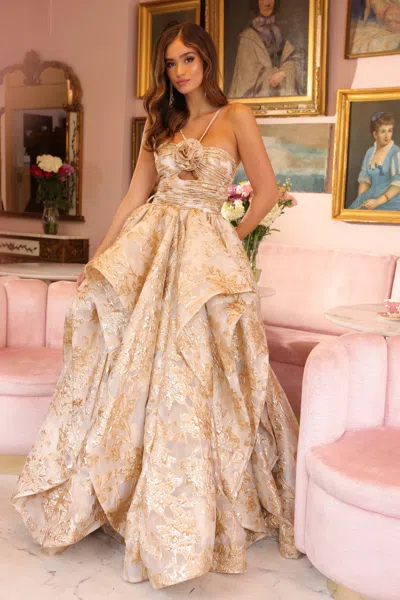 Ava Presley 40049 Long Ball Gown Metallic Prom Dress In Multi