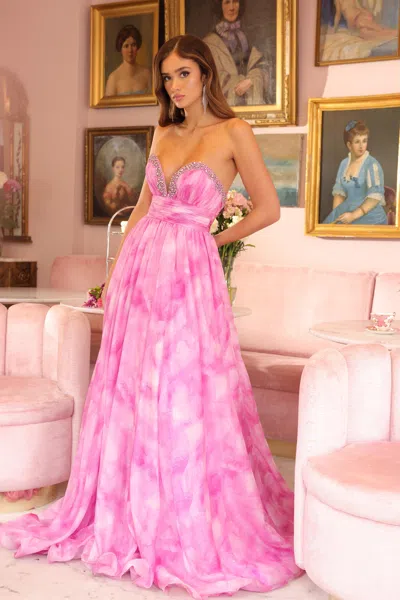 Ava Presley 40116 A Line Formal Long Prom Dress In Pink