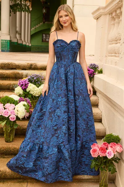 Ava Presley 42312 Long Prom Corset Formal Dress In Blue