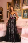 Ava Presley 47013 Prom A Line Long Floral Sequin Formal Dress In Multi