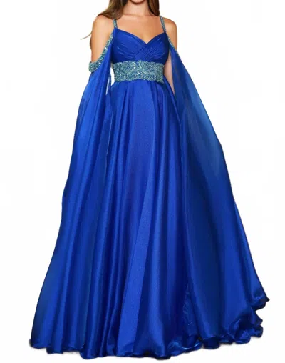 Ava Presley Empire Waist Chiffon Ball Gown In Royal In Blue