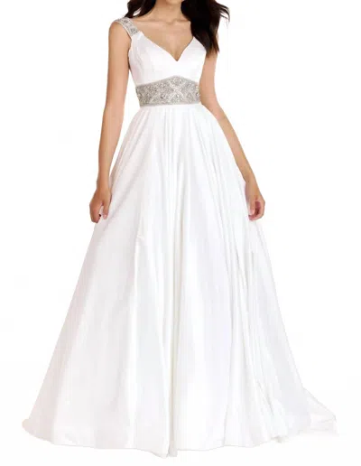 Ava Presley Jeweled Waist Ball Gown In White