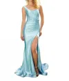 Ava Presley One Shoulder Bodice Prom Gown In Light Blue In Blue