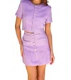 Ava Presley Pearl Button Set Top Skirt In Lilac In Blue