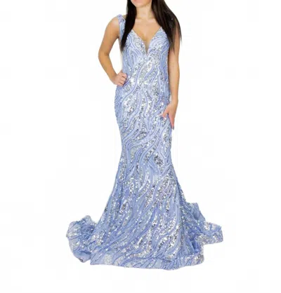 Ava Presley Prom Dress In Light Blue In Multi