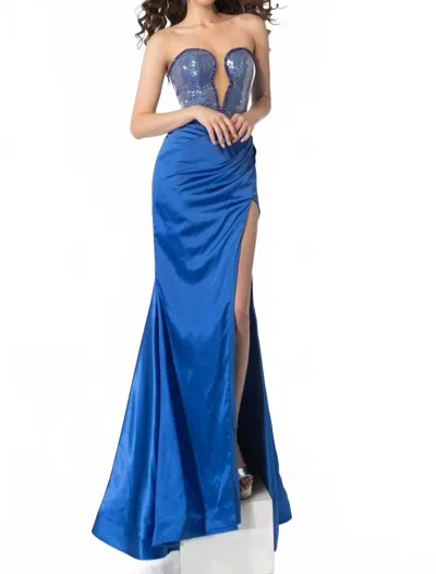 Ava Presley Sequin Gown With Sweetheart Neckline In Royal In Blue