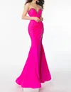 Ava Presley Strapless Beaded Trim Prom Gown In Fuchsia