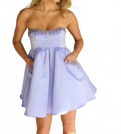 Ava Presley Strapless Mini Pockets Dress In Periwinkle In Blue
