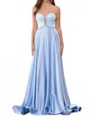 Ava Presley Strapless Sequin A-line Gown In Light Blue In Blue