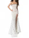 Ava Presley Strapless Sequin Polka Dot Mermaid Gown In White In White