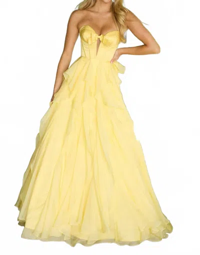 Ava Presley 42209 Formal Long Ruffle Corset A Line Prom Dress In Yellow