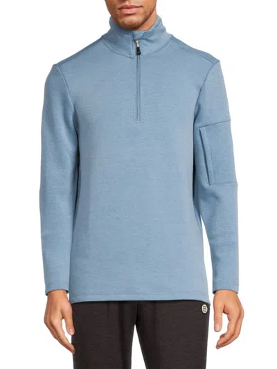 Avalanche Men's Heathered Zip Pullover In Slate Blue