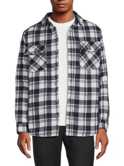 Avalanche Men's Plaid Flannel Shacket In Navy White