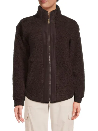 Avalanche Women's Faux Shearling Jacket In Black Coffee