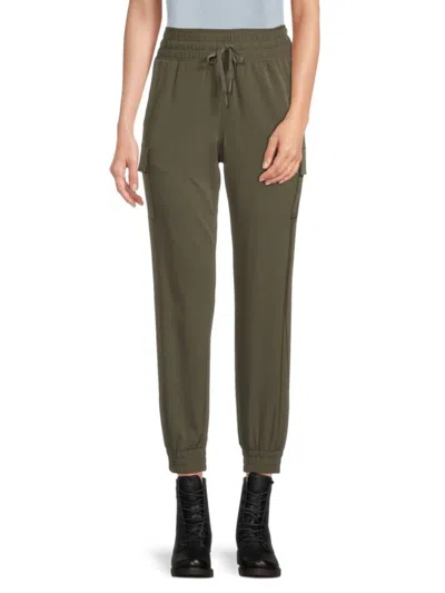 Avalanche Women's Isabel Dobby Solid Drawstring Cargo Pants In Dusty Olive