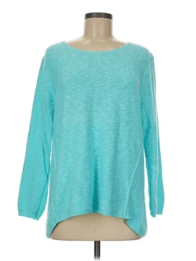 Pre-owned Avalin Long Sleeve Top Teal Boatneck Tops In Blue