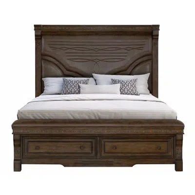 Avalon Furniture Upholstered Panel Storage Bed In Brown