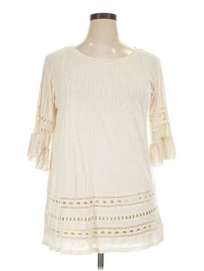 Pre-owned Avani Del Amour 3/4 Sleeve Top Ivory Boatneck Tops